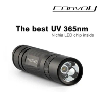Convoy S2+ UV Led 365nm UV Flashlight Ultraviolet Flashlight ,Nichia 365UV in Side for Fluorescent Agent Detection -Black