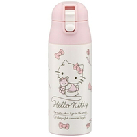 小禮堂 Hello Kitty 彈蓋不鏽鋼保溫瓶 360ml (粉白鬱金香款)