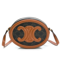 CELINE 思琳 滿版老花 CUIR TRIOMPHE 斜揹橢圓包 (老花棕)