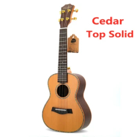 Top Solid Cedar Ukulele 23 26 Inches Matte Concert Tenor Acoustic Electric Guitar Ukelele 4 Strings Guitarra Uke Pick Up