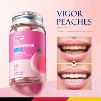 30 Capsules/bottle Probiotic Solid Toothpaste Remove Bad Breath Portable Peach Mint Whiten Teeth Toothpaste Mouthwash Tablets