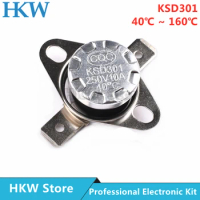 2pcs Bimetal thermostat KSD301 10A Temperature Switch Thermal Control 40~160C Degree Celsius Manual Reset Thermostat 40 65 90 95