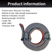 Cuci Gudang Heavy Duty Tow Strap Rope 20000Lb Emergency Off Road Truck Towing Rope Night Rlection In