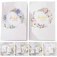 2 Pcs The Gift Wedding Vows Book Books Officiant Swearing Booklet Centerpiece Bow Cards Bridegroom