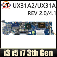 UX31A Notebook Mainboard For ASUS Zenbook UX31A2 Laptop Motherboard I3 I5 I7 3th Gen CPU 4GB-RAM REV:2.0/4.1