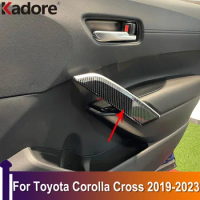 For Toyota Corolla Cross 2019-2021 2022 2023 Door Armrest Handle Decoration Cover Trim Interior Accessories ABS Carbon Fiber