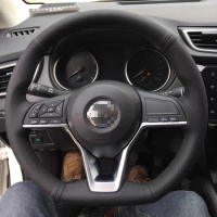 Leather Car Steering Wheel Cover Fit For Nissan Kicks X-TRAIL March Rogue Qashqai Serena Custom Auto Interior Car Accessories