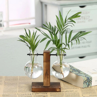 【JEN】創意木架水培圓球玻璃花瓶花器擺飾(2款可選)