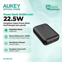 AUKEY Powerbank 10000mAh USB-C 22.5W PD Fast Charging iPhone Samsung Laptop Original Garansi PB-N83S