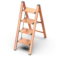 優樂悅~梯子家用多功能折疊人字梯三四步梯子木紋花架梯凳加厚梯子鋁合金