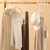 【FaSoLa】多功能V型六鉤式衣帽掛架 多層衣褲架組