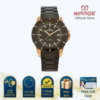 Mirage Jam Tangan Pria Analog 8713 M Black Rose Gold Original Stainless Plat Hitam