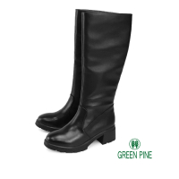 【GREEN PINE】經典真皮女膝上靴黑色(00861232)