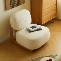 Lazy Bookstore Sofa Chair Solid Wood Cashmere Living Room Single Backrest Chair Bedroom Small Sofa Chair