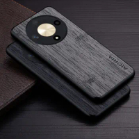 Case for Honor X9B X9A X8b X8 X50i X50 4G 5G funda bamboo wood pattern Leather phone cover Luxury coque for Honor X9B case capa
