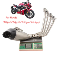Motorcycle Full Exhaust System Header Link Pipe Connect Muffler Escape Slip On For Honda CB650F CB650R CBR650 CBR 650F 2019-2023