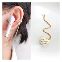 airpods耳機防丟耳夾創意珍珠鑲鉆水鉆耳環蘋果無線藍牙耳機掛鏈