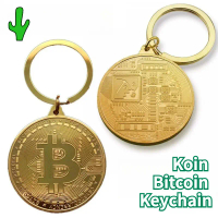 Koin Bitcoin Keychain Golden Bitcoin Keychain Keychain Gantungan Kunci Bitcoin / Gantungan Kunci Bit