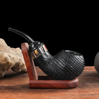 New oak Wood Smoke Pipe 3mm Filter Tobacco Pipe Small Wooden Smoking Pipe Carved Briar Wood Pipe