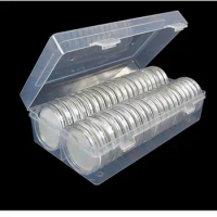 20sets Clear Round 41mm Direct Fit Coin Capsules Holder Display Collection Case With Storage Box For 1 oz American Silver Eagles