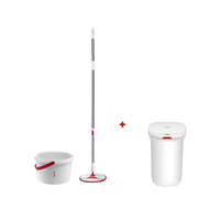 ไม้ถูพื้นพร้อมถังปั่น Spin Mop FM2 + ถังขยะอัจฉริยะ 14 ลิตร รุ่น Smart one - สีขาว