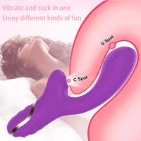 Female vibrator 2-in-1 clitoral sucking stimulator G-spot vibrating penis stick Female clitoral sucking adult quality orgasm