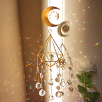 外貿金屬水晶球掛飾臥室房間風鈴吊飾墻壁裝飾掛件夢幻月亮禮物