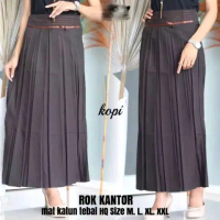 ROK KANTORAN Rok Kerja Panjang Kuliah Wanita Dewasa Formal Bahan Plisket Halus Resleting Pendek Size
