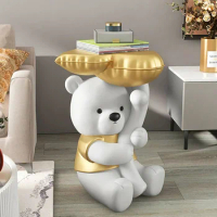*Luxury Coffee Tables Living Room Furniture Sofa Side Table Creative Large Decoration Statue Vigorous Bear Bedside Tables