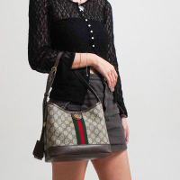 Gucci Ophidia GG 帆布肩背包(781402-棕)