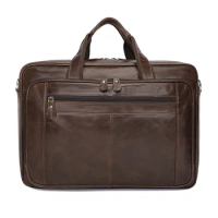 Genuine Leather Briefcase For Man 17 Inch Laptop Business Handbag Cowhide Large Capacity Computer Bag