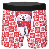 Men Adult Christmas Shorts Panties Xmas Party Underwear Elastic Waistband Boxer Brief Stretchy Breathable Underpants Nightwear