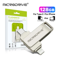 Rotate type-c Flash Drive for iPhone with 2 in 1 type c to lightning interface 64GB 128GB 256G pendrive for iphone all cellphone