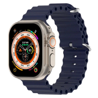 【HH】Apple Watch 38/40/41mm -藍色-可調扣環海洋矽膠錶帶(SP-APW41-SB)