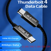 Thunderbolt 4 Cable 2M 6.6FT 40Gbps USB4 Cable 100W Power and 8K Dual 4K Video Compatible Thunderbolt Monitor Docking Stations