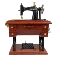 1:8 Scaled 19 Century 1900 Classic Singer Sewing Machine Plastic Clockwork Music Box Plays Beethoven's "For Elise"