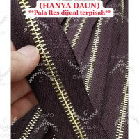 Aksesoris Tas Daun Resleting (2 Arah) Besi Alloy No.5A BESI MURNI (304 Coffee) Emas Muda - IMPORT