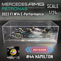 Bburago 1:24 Limited Edition  AMG W14 , F1 2023รถพร้อมตู้โชว์หมวกนิรภัย,Scale Formula 1 Miniature ของเล่น