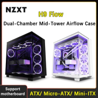 NZXT H9 FLOW Dual-Chamber Mid-Tower Airflow Case Three-sided 360° water-cooled sea view room tempered glass side panel PC gamer