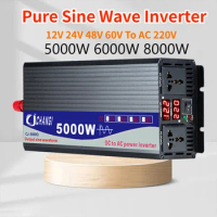 5500W/6000W/8000W Pure Sine Wave Inverter LED Display Car Inverter Converter Voltage Transformer DC 12/24/48/60V TO AC 220V 110V