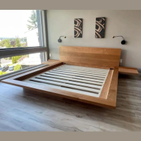 Dipan tempat tidur kayu mahoni solid / Tempat tidur kayu minimalis Furniture
