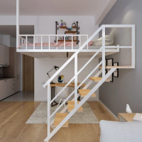 Modern small apartment, loft bed, hanging wall bed, wrought iron loft double bed, dormitory apartment, creative hammock
