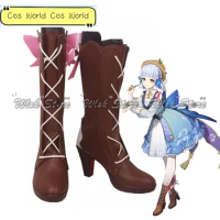 Game Genshin Impact Kamisato Ayaka Cosplay Shoes Springbloom Missive Ayaka Leather Boots Carnival Party Halloween Roleplay Shoes