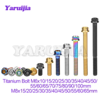 Yaruijia Titanium Bolt M6/M8x10/15/20/25/30/35/40/45~100mm Flange Hex Head Screws for Bicycle Motorcycle Car Modification