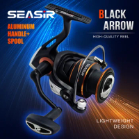 SEASIR Black Arrow Spinning Fishing Reel 5+1BB Metal Main Gear Smoother Aluminum Spool Strong Drag Waterproof High-Quality