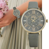 【NATURALLY JOJO】時尚簡約 灰色 莫藍迪色系 菱格紋羅馬錶(JO96993-85R)