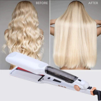 Flat Iron Steam Hair Straightener Infrared Ceramic Curling Iron with LCD Display Salon Styling Tools