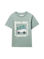 เสื้อยืดเด็กโตผู้ชาย Jeep สีเขียวสโมคกี้