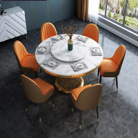 Light luxury dining table and chair round home simple modern style dining table small apartment postmodern marble round table