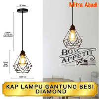 Kap Lampu Gantung Besi Diamond Cafe Vintage Edison Terlaris